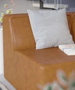 Modway Mingle Vegan Leather Corner Chair Tan Sectionals