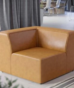 Modway Mingle Vegan Leather Corner Chair Tan Sectionals