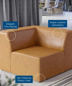 Modway Mingle Vegan Leather Corner Chair Tan Sectionals