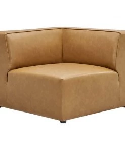 Modway Mingle Vegan Leather Corner Chair Tan Sectionals