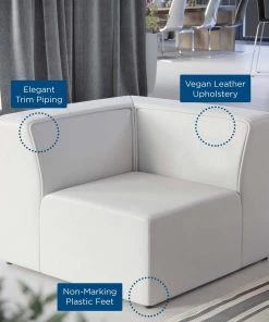Modway Sectionals Mingle Vegan Leather Corner Chair White 14 Modway Sectionals Mingle Vegan Leather Corner Chair White