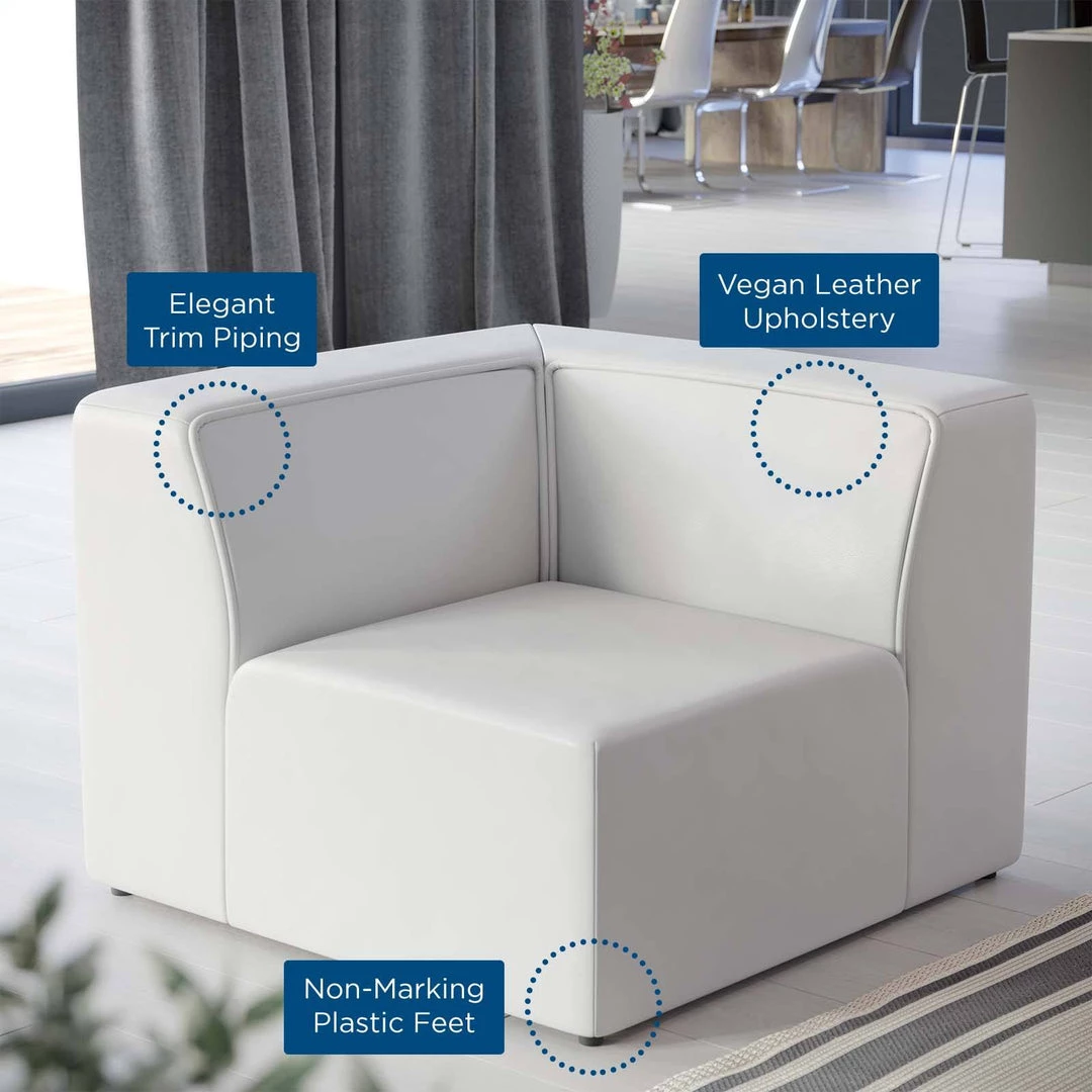 Modway Sectionals Mingle Vegan Leather Corner Chair White 6 Modway Sectionals Mingle Vegan Leather Corner Chair White