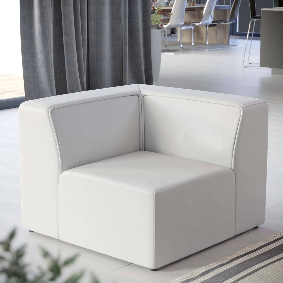 Modway Sectionals Mingle Vegan Leather Corner Chair White 8 Modway Sectionals Mingle Vegan Leather Corner Chair White