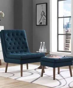 Modway Modify Upholstered Lounge Chair And Ottoman Azure