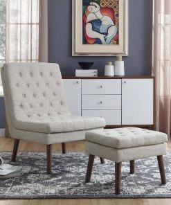 Modway Modify Upholstered Lounge Chair And Ottoman Beige