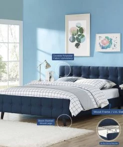 Modway Ophelia Queen Fabric Bed Azure