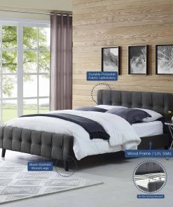 Modway Ophelia Queen Fabric Bed Gray 11 Modway Ophelia Queen Fabric Bed Gray