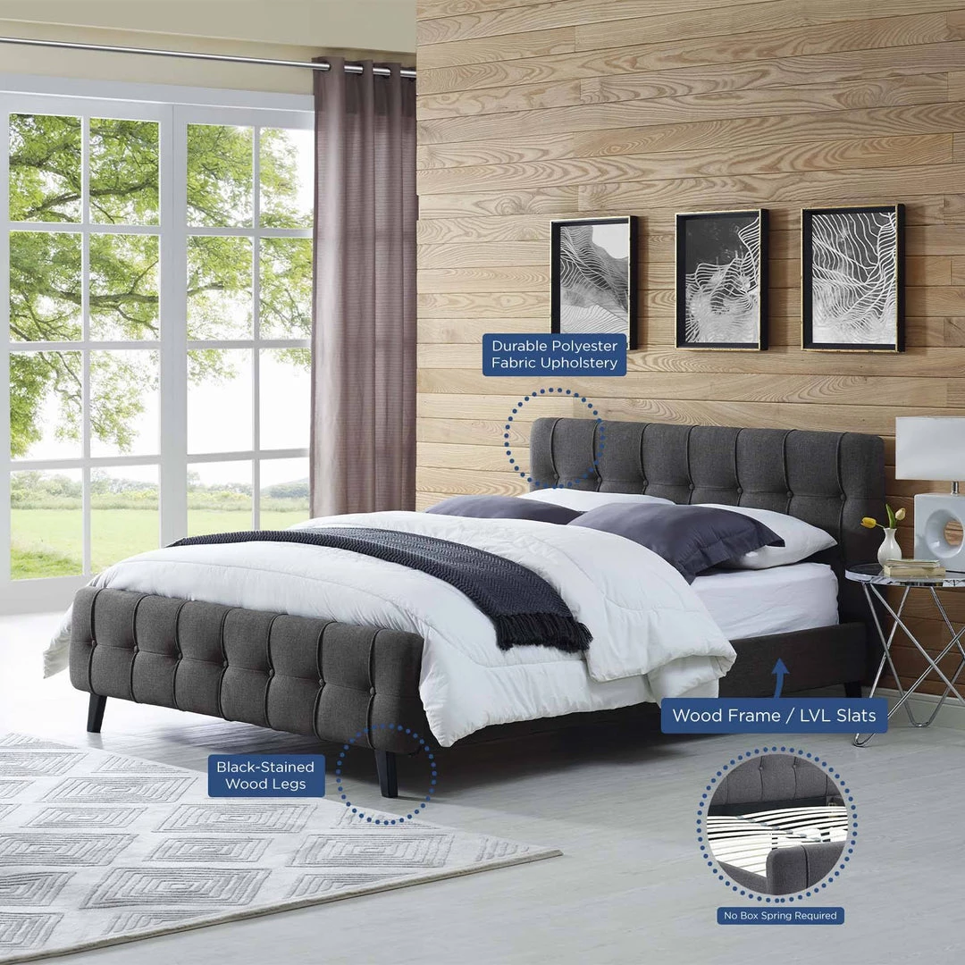 Modway Ophelia Queen Fabric Bed Gray 5 Modway Ophelia Queen Fabric Bed Gray