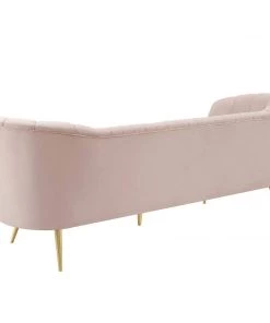 Modway SOFAS Opportunity Vertical Channel Tufted Curved Performance Velvet Sofa Pink