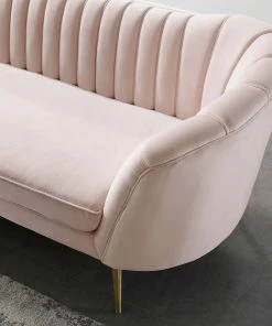 Modway SOFAS Opportunity Vertical Channel Tufted Curved Performance Velvet Sofa Pink