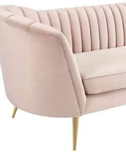 Modway SOFAS Opportunity Vertical Channel Tufted Curved Performance Velvet Sofa Pink