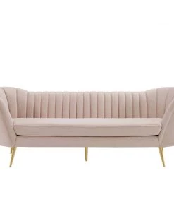 Modway SOFAS Opportunity Vertical Channel Tufted Curved Performance Velvet Sofa Pink