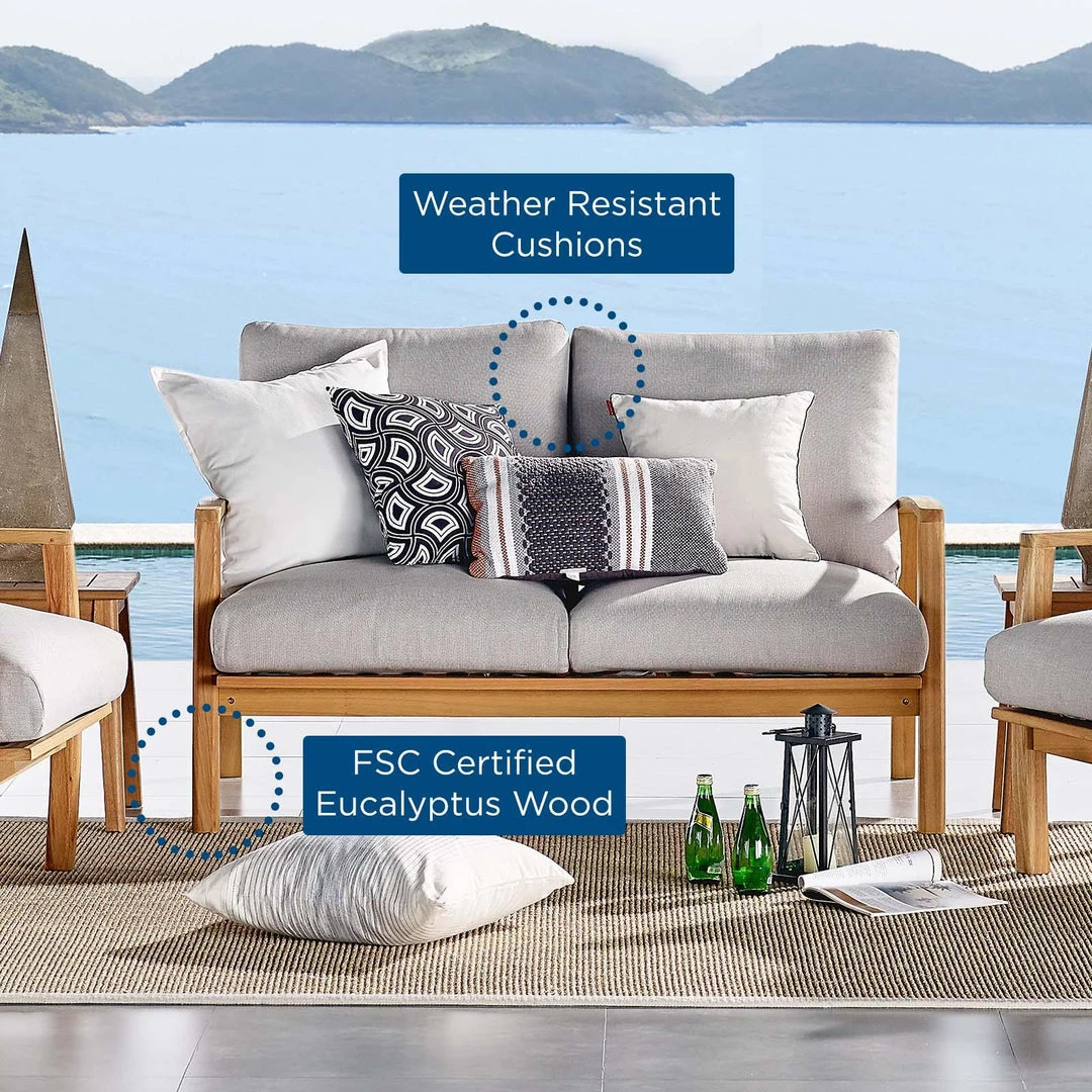 Modway Outdoor Loveseats Orlean Outdoor Patio Eucalyptus Wood Loveseat Natural Light Gray 7 Modway Outdoor Loveseats Orlean Outdoor Patio Eucalyptus Wood Loveseat Natural Light Gray