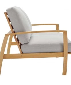 Modway Outdoor Loveseats Orlean Outdoor Patio Eucalyptus Wood Loveseat Natural Light Gray