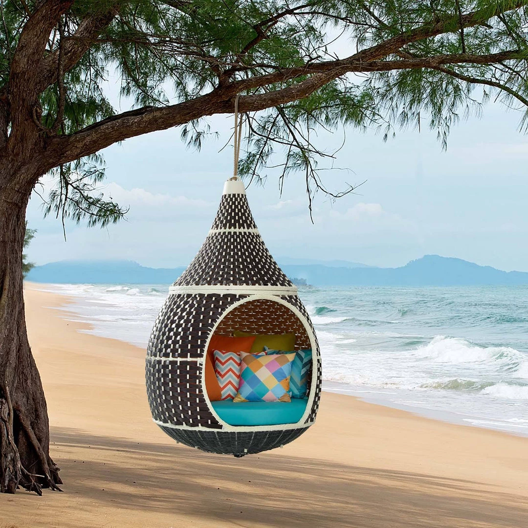 Modway Palace Outdoor Patio Wicker Rattan Hanging Pod Swing Chairs 11 Modway Palace Outdoor Patio Wicker Rattan Hanging Pod Swing Chairs