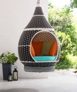 Modway Palace Outdoor Patio Wicker Rattan Hanging Pod Swing Chairs 21 Modway Palace Outdoor Patio Wicker Rattan Hanging Pod Swing Chairs