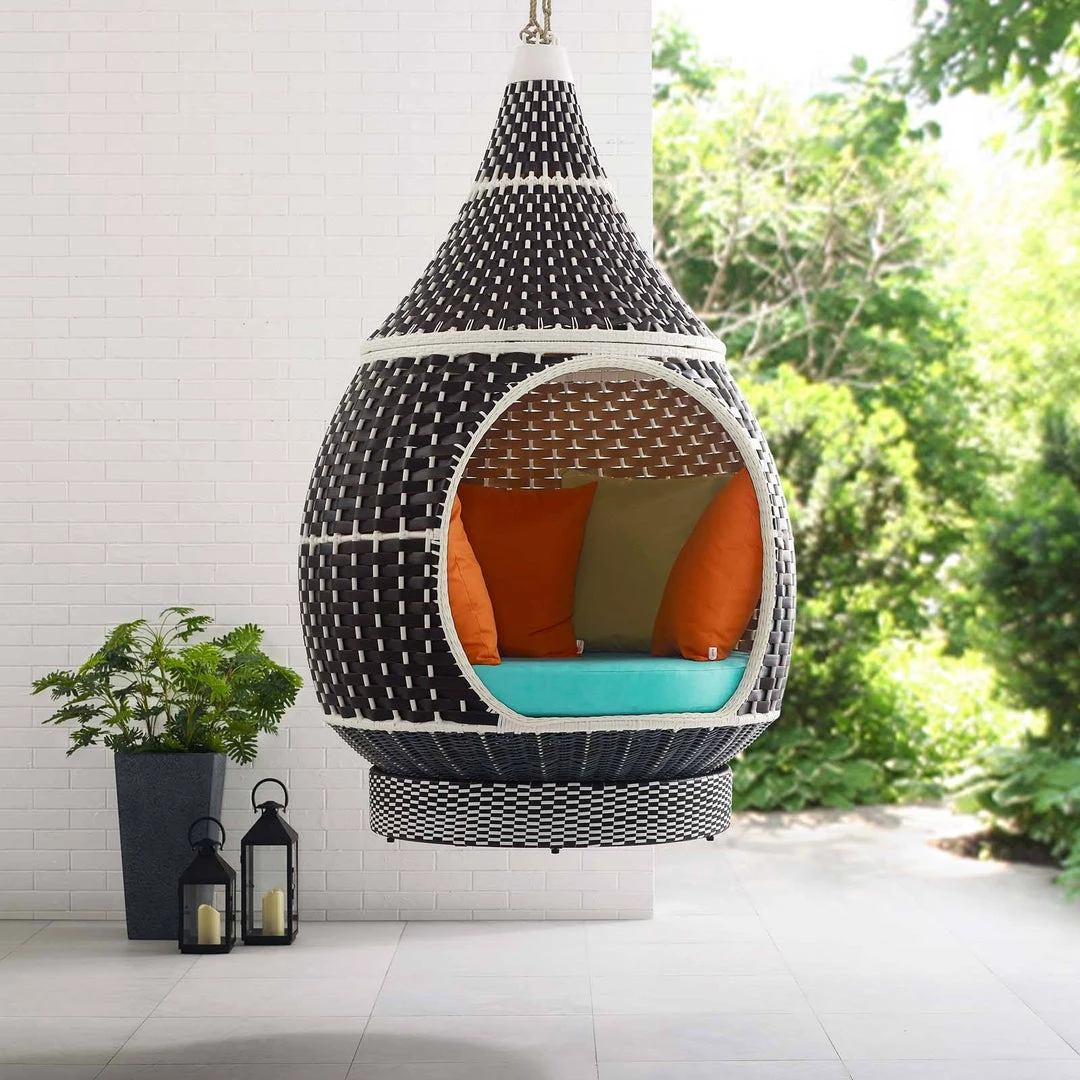 Modway Palace Outdoor Patio Wicker Rattan Hanging Pod Swing Chairs 9 Modway Palace Outdoor Patio Wicker Rattan Hanging Pod Swing Chairs