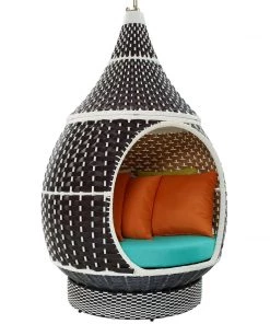 Modway Palace Outdoor Patio Wicker Rattan Hanging Pod Swing Chairs