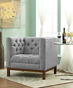 Modway Panache Upholstered Fabric Armchair Expectation Gray