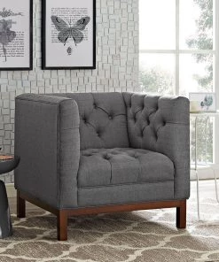 Modway Armchairs Panache Upholstered Fabric Armchair Gray