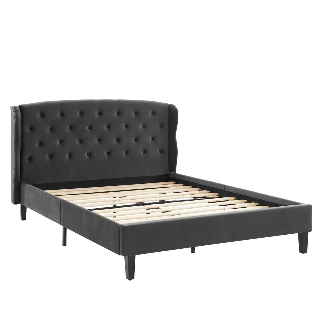 Modway Penelope Tufted Wingback Queen Performance Velvet Platform Bed Charcoal 2 Modway Penelope Tufted Wingback Queen Performance Velvet Platform Bed Charcoal