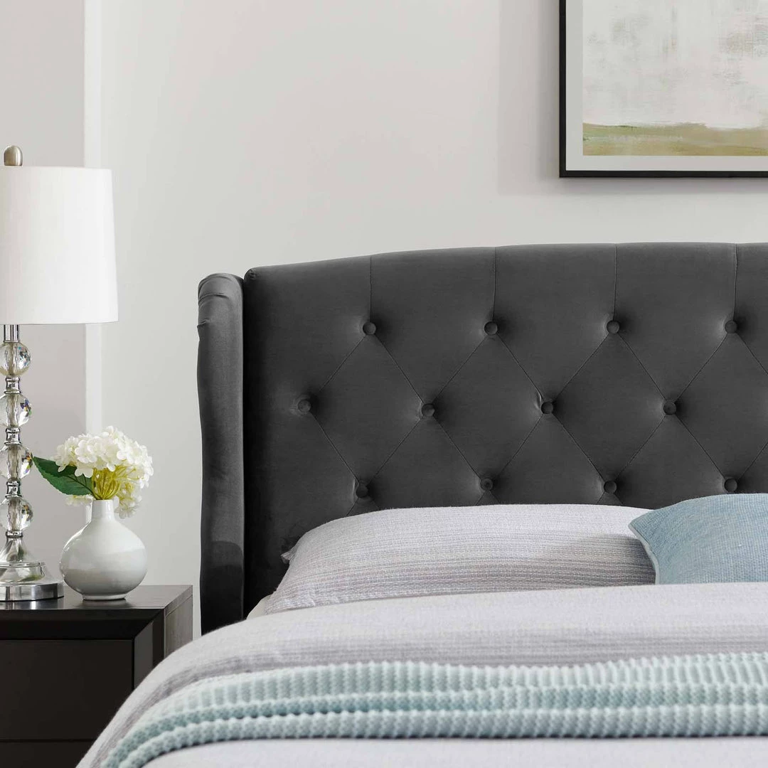 Modway Penelope Tufted Wingback Queen Performance Velvet Platform Bed Charcoal 7 Modway Penelope Tufted Wingback Queen Performance Velvet Platform Bed Charcoal
