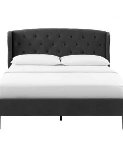 Modway Penelope Tufted Wingback Queen Performance Velvet Platform Bed Charcoal 12 Modway Penelope Tufted Wingback Queen Performance Velvet Platform Bed Charcoal