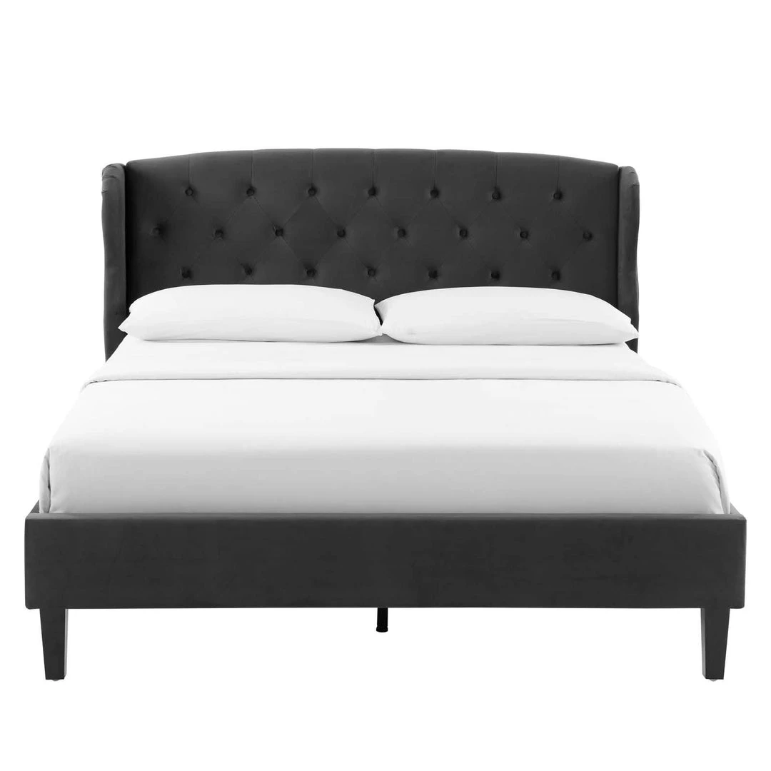 Modway Penelope Tufted Wingback Queen Performance Velvet Platform Bed Charcoal 4 Modway Penelope Tufted Wingback Queen Performance Velvet Platform Bed Charcoal