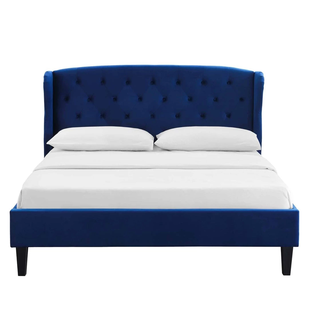 Modway Penelope Tufted Wingback Queen Performance Velvet Platform Bed Navy Beds 4 Modway Penelope Tufted Wingback Queen Performance Velvet Platform Bed Navy Beds