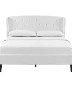 Modway Penelope Tufted Wingback Queen Performance Velvet Platform Bed White