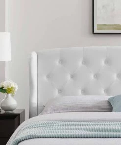 Modway Penelope Tufted Wingback Queen Performance Velvet Platform Bed White