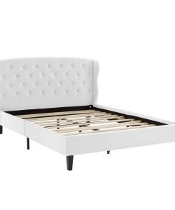 Modway Penelope Tufted Wingback Queen Performance Velvet Platform Bed White
