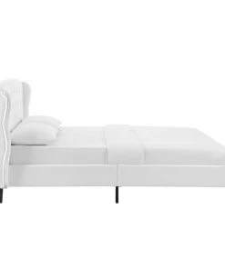 Modway Penelope Tufted Wingback Queen Performance Velvet Platform Bed White