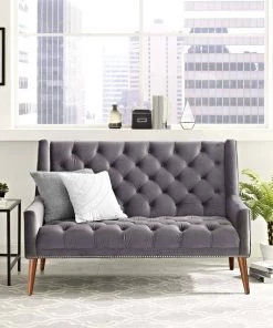 Modway Peruse Performance Velvet Loveseat Gray Loveseats