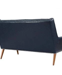 Modway Peruse Upholstered Vinyl Loveseat Blue Loveseats