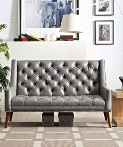 Modway Peruse Upholstered Vinyl Loveseat Gray Loveseats