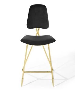 Modway Ponder Performance Velvet Bar Stool Black Stools 12 Modway Ponder Performance Velvet Bar Stool Black Stools