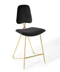 Modway Ponder Performance Velvet Bar Stool Black Stools