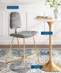 Modway Ponder Performance Velvet Bar Stool Gray Stools 15 Modway Ponder Performance Velvet Bar Stool Gray Stools