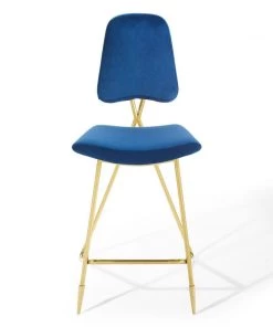 Modway Stools Ponder Performance Velvet Bar Stool Navy
