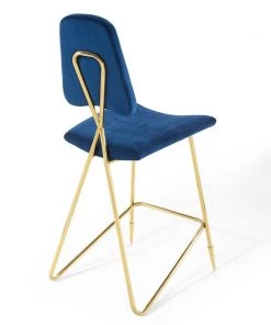 Modway Stools Ponder Performance Velvet Bar Stool Navy