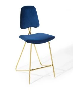 Modway Stools Ponder Performance Velvet Bar Stool Navy