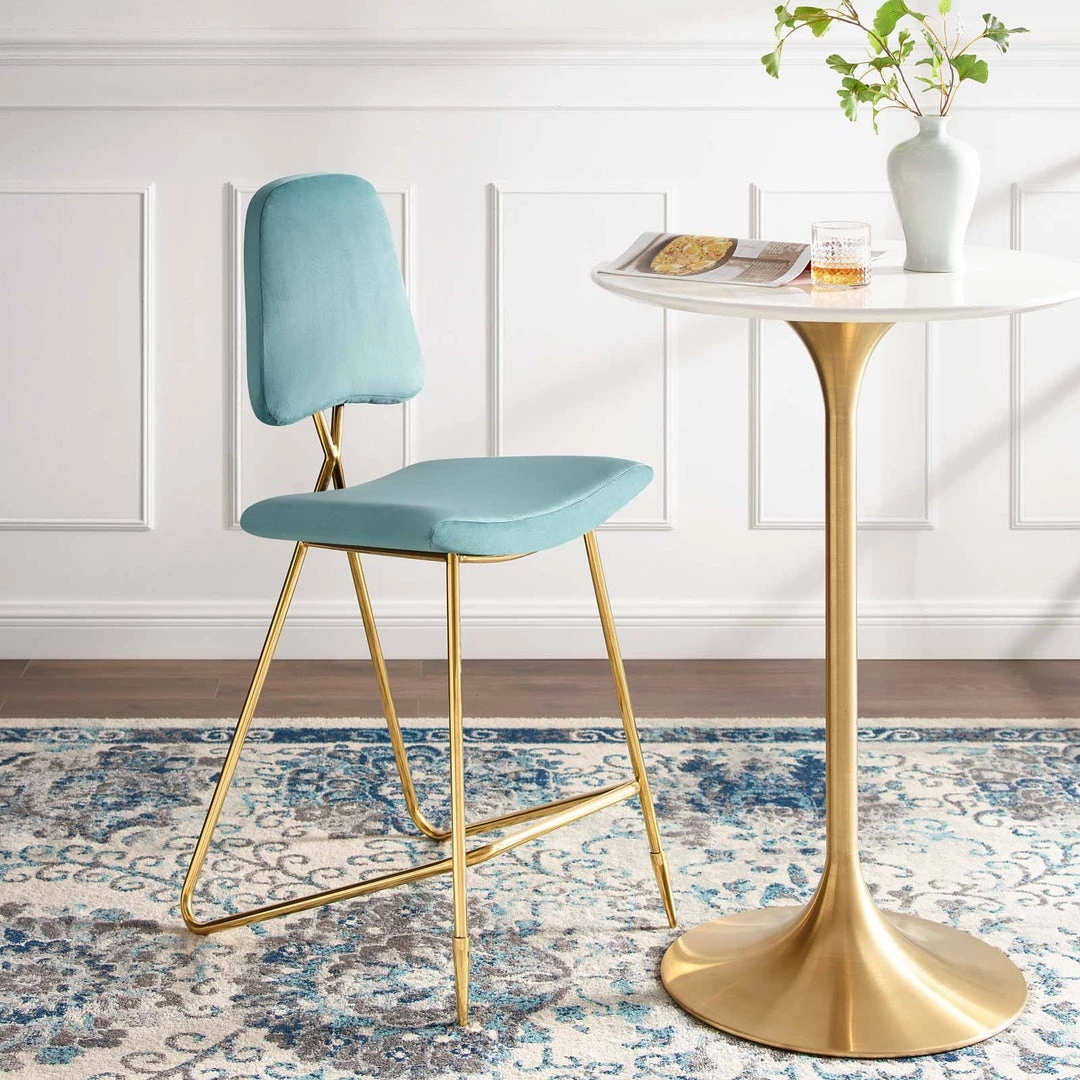Modway Stools Ponder Performance Velvet Bar Stool Sea Blue 8 Modway Stools Ponder Performance Velvet Bar Stool Sea Blue