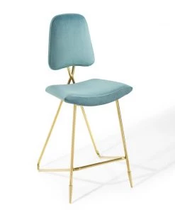 Modway Stools Ponder Performance Velvet Bar Stool Sea Blue