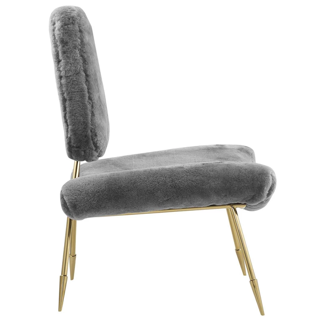 Modway Ponder Upholstered Sheepskin Fur Lounge Chair Gray 2 Modway Ponder Upholstered Sheepskin Fur Lounge Chair Gray
