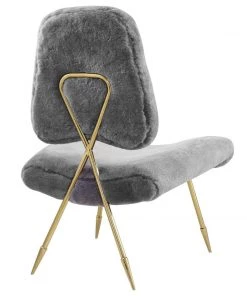 Modway Ponder Upholstered Sheepskin Fur Lounge Chair Gray 8 Modway Ponder Upholstered Sheepskin Fur Lounge Chair Gray