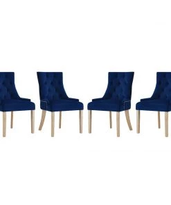 Modway Pose Dining Chair Performance Velvet Set Of 4 Navy Dining Chairs
