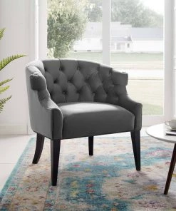 Modway Armchairs Precept Accent Performance Velvet Armchair Gray