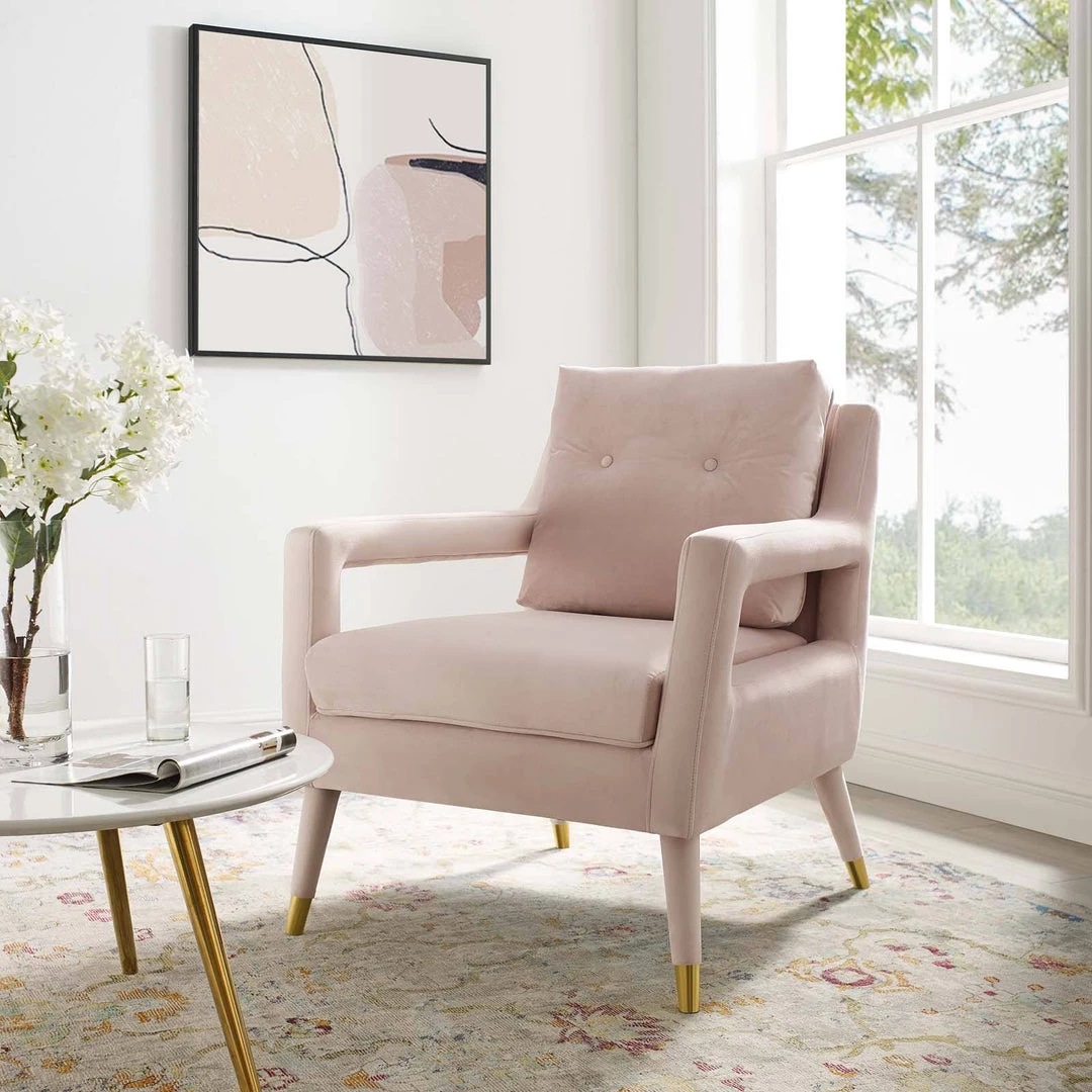 Modway Premise Accent Lounge Performance Velvet Armchair Pink 8 Modway Premise Accent Lounge Performance Velvet Armchair Pink