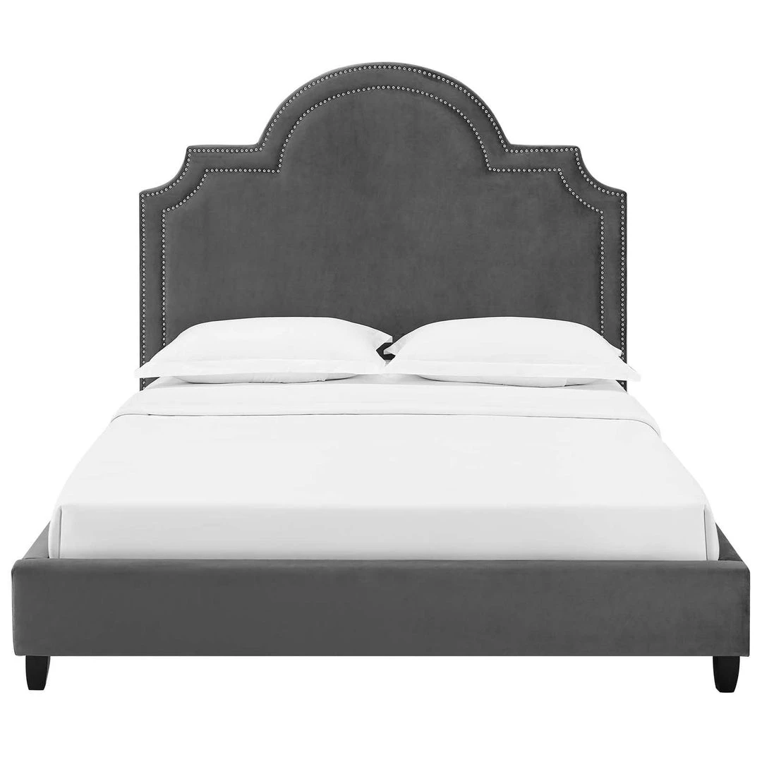 Modway Primrose Queen Performance Velvet Platform Bed Gray Beds 4 Modway Primrose Queen Performance Velvet Platform Bed Gray Beds